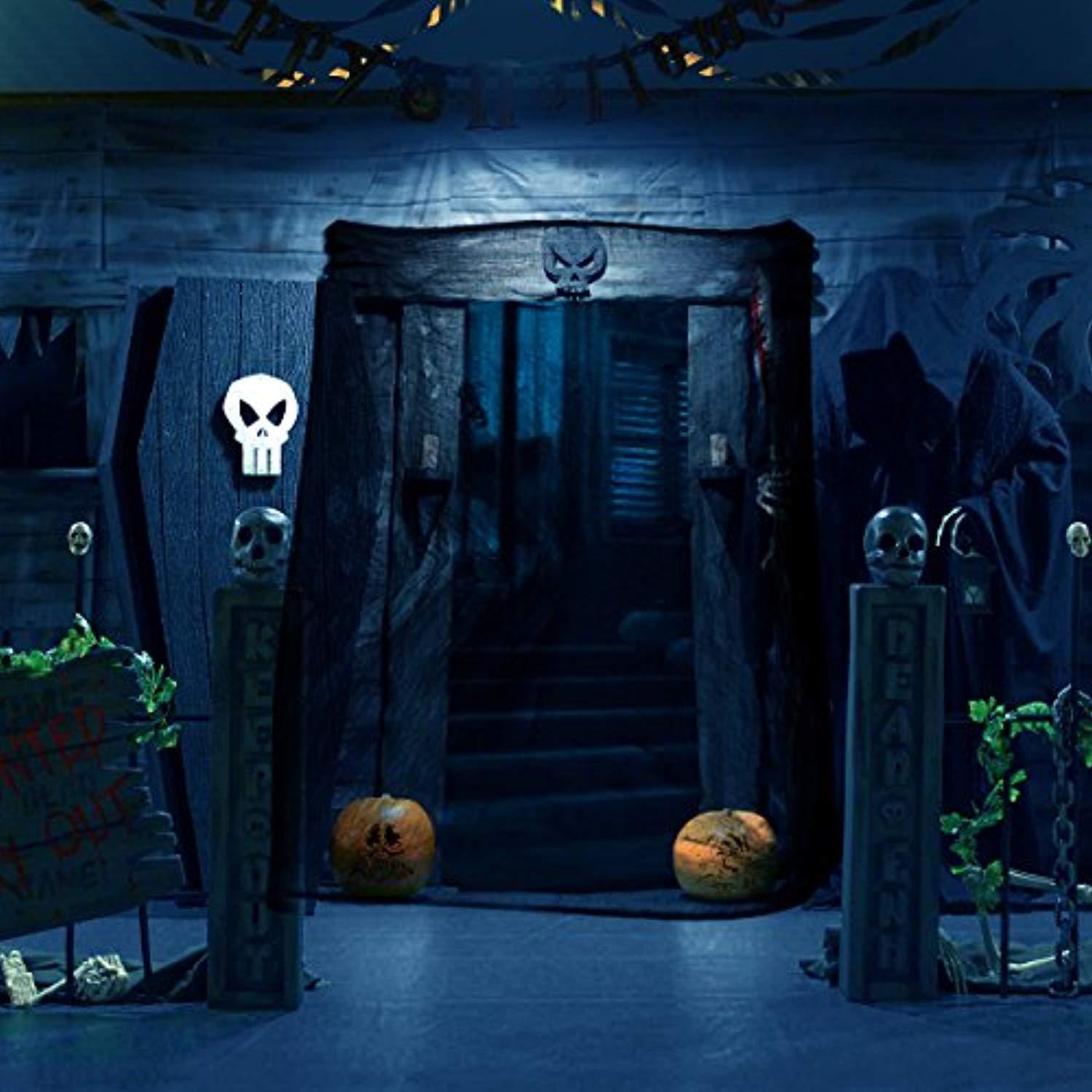 Unomor Black Creepy Cloth, Spooky Halloween Decorations for Haunted Houses Party Doorways Outdoors, 8.3 Yards X 79''