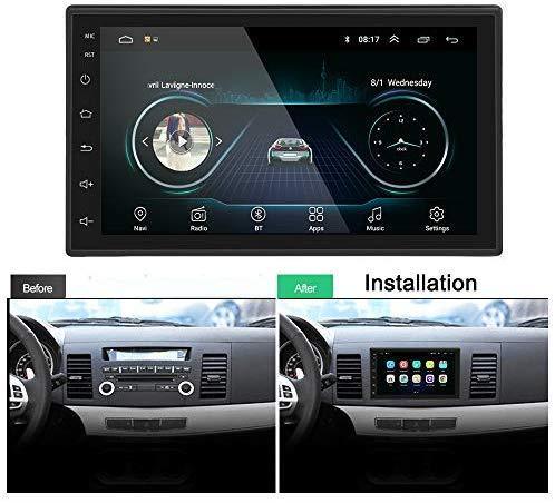 Podofo Double Din Car Radio GPS Navigation Android Car Stereo 7 Inch HD Touch Screen Car MP5 Player Dual USB AUX in Support Bluetooth WiFi GPS FM Radio Android/iOS Mirror Link with Rear Camera