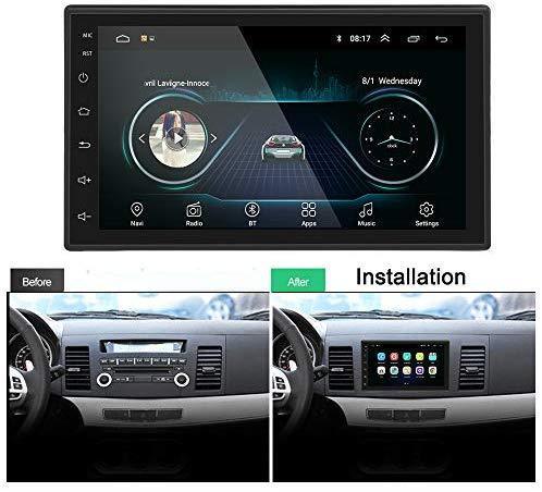 Podofo Double Din Car Radio GPS Navigation Android Car Stereo 7 Inch HD Touch Screen Car MP5 Player Dual USB AUX in Support Bluetooth WiFi GPS FM Radio Android/iOS Mirror Link with Rear Camera