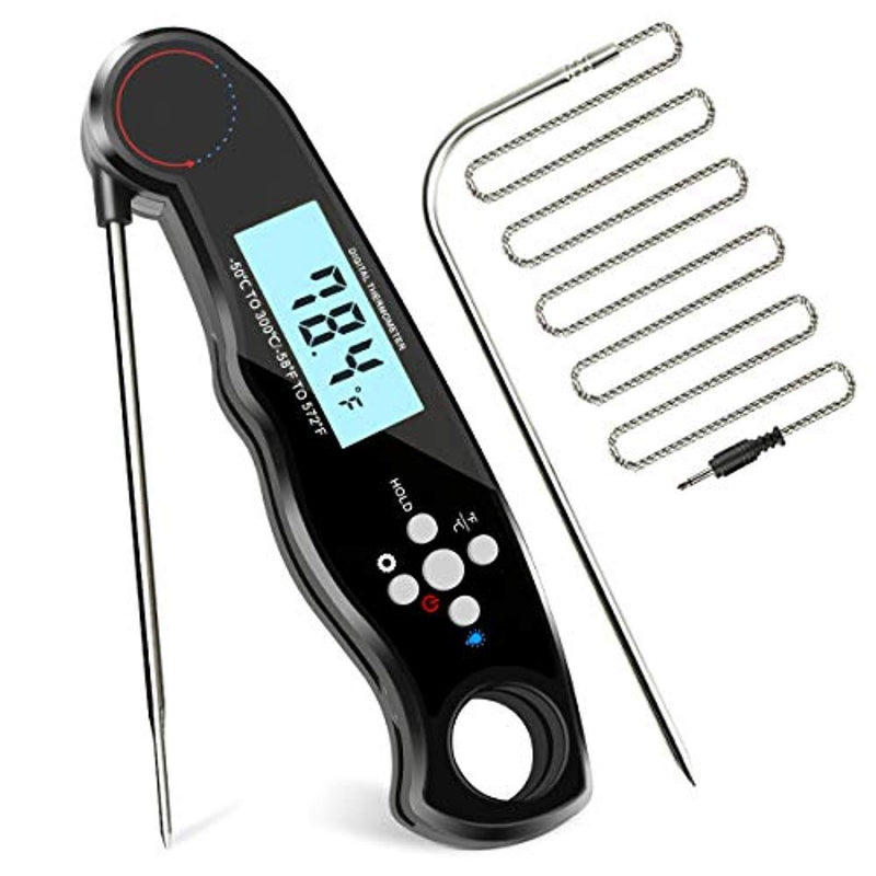 Instant Read Meat Thermometer DotStone Digital Thermometer Built-in Magnet with Backlight Temperature Alarm Function Contains 3.9FT External Probe for Kitchen Outdoor Cooking Grill BBQ Oven