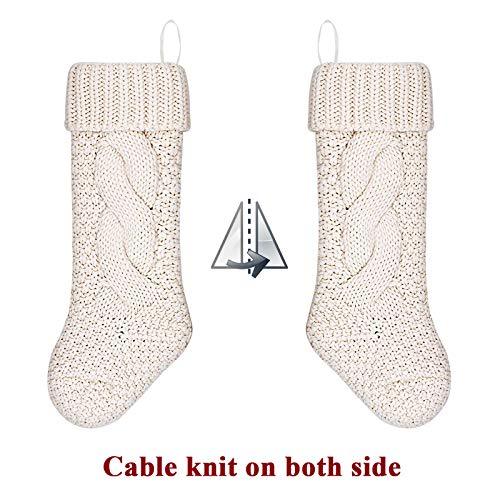 LimBridge Christmas Stockings, 2 Pack 18 inches Large Size Cable Knit Knitted Xmas Rustic Personalized Stocking Decorations for Family Holiday Season Decor, Cream or Burgundy