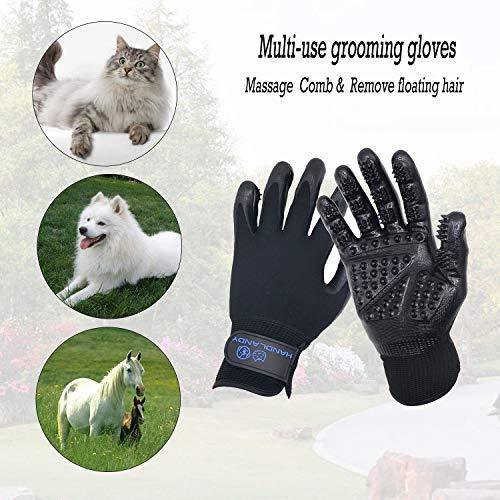 HCNDLANDY Pet Grooming Glove, Gentle Deshedding Brush Gloves, Pet Hair Remover & Bathing Massage Tool for Dogs, Cats & Horse