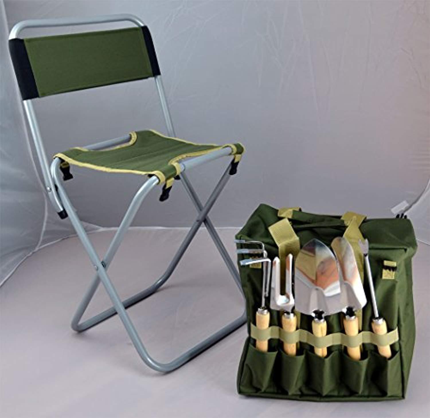 Infinite Cedar 10-piece Gardening Tool Set with Zippered Detachable Tote and Folding Stool Seat with Backrest