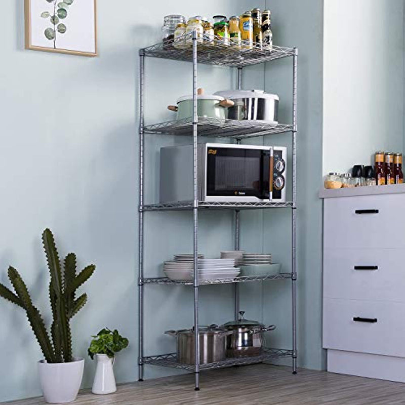 SINGAYE Storage Shelves 5 Tier Shelving Units Heavy Duty Metal Shelves Adjustable Garage Shelf Storage Rack Organizer, 23.6’’ W x 16’’ D x 59.1’’ H (Silver)