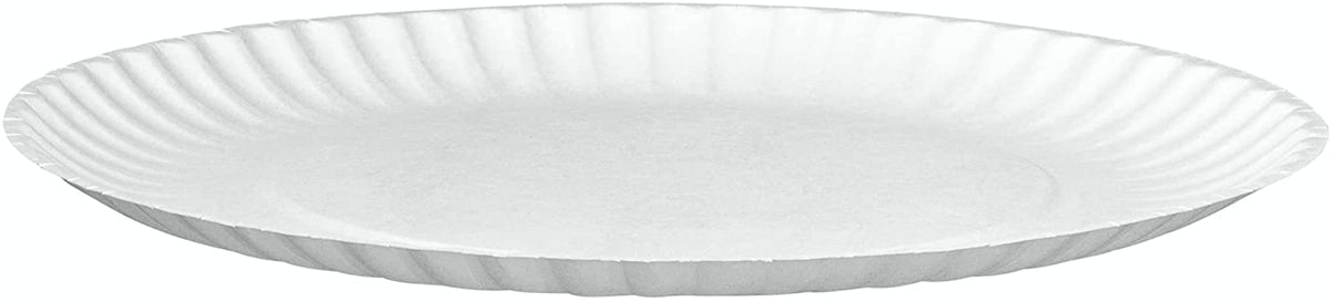 Comfy Package [300 Pack] Bulk Disposable White Uncoated Paper Plates, 9 Inch Large