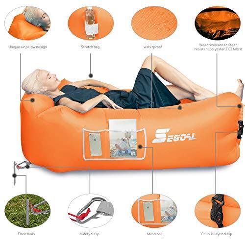 Inflatable Lounger Air Sofa Pouch Inflatable Couch Air Chair Hammock with Pillow Portable Waterproof Anti-Air Leaking for Outdoor Camping Hiking Travel Pool Beach Picnic Backyard Lakeside Christmas