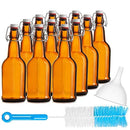 Chef's Star CASE of 12-16 oz. Easy Cap Beer Bottles with Funnel and Cleaning Brush - Amber