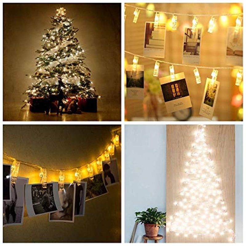 40 LED Photo Clip String Lights, Battery Powered Lights with Photo Clips,Picture Lights for Hanging Photos Pictures Cards, Memos, Artwork, Ideal Gift for Dorms Bedroom Decoration (Warm White)