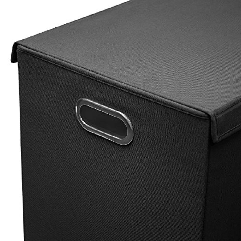 Sorbus Laundry Hamper Sorter with Lid Closure – Foldable Double Hamper, Detachable Lid and Divider, Built-in Handles for Easy Transport - Double (Black)