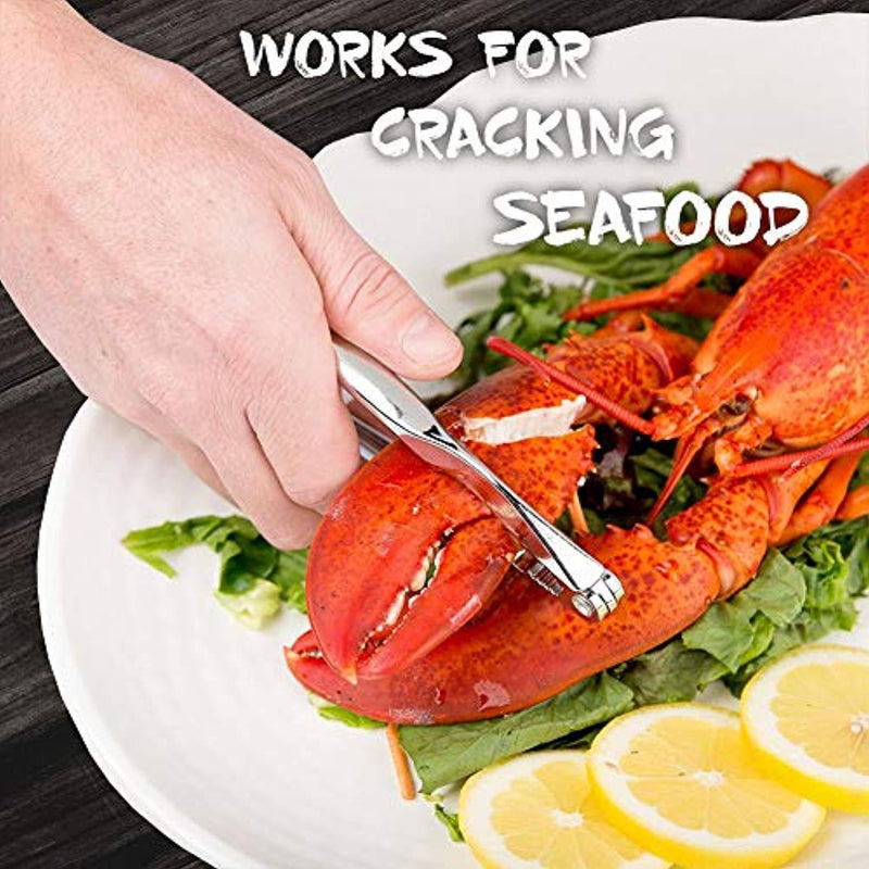 Multipurpose Nut Cracker for All Nuts with Dual Size Groove, Seafood Cracker for King Crab Leg Lobster, Walnut Cracker with Non Slip Soft Padded Handle and Durable Anti Bend Zinc Alloy Material