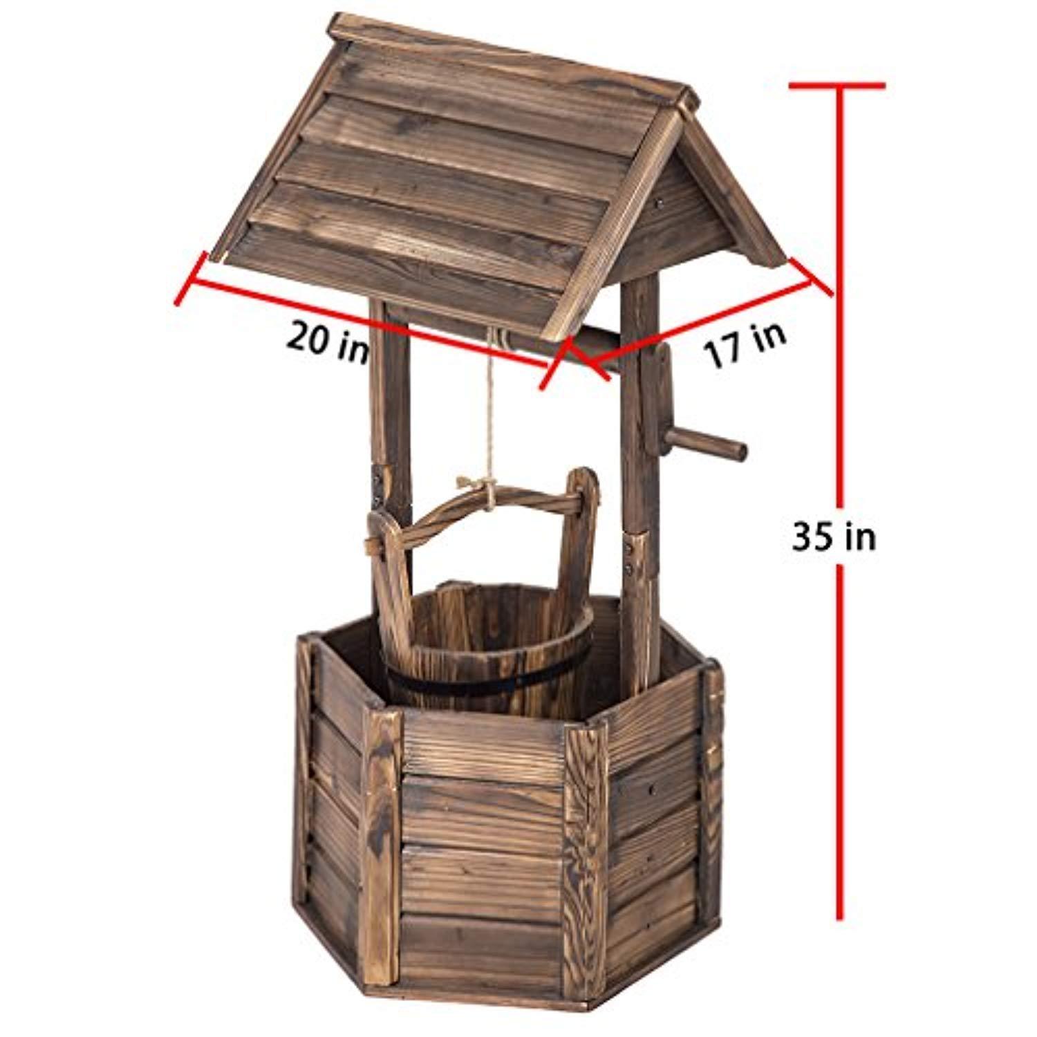 BestMassage Wishing Well Bucket Garden Wooden Planter Outdoor Patio Flower Wedding Party Decoration Garden Lawn Home Decor