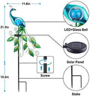 ATHLERIA Garden Solar Lights Stake, Metal Peacock Decor Solar Garden Lights Solar Peacock Stake for Outdoor Patio Yard Decorations (Blue Lampshade)