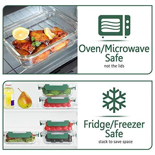 Glass Meal Prep Containers [10-Pack,22oz] KOMUEE Glass Food Storage Containers with lids Airtight Lunch Containers Microwave Oven Freezer and Dishwasher Safe
