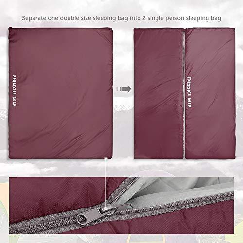 Forbidden Road Double Sleeping Bag Winter 30 ℉/60 ℉ 2 Person Water Resistent Lightweight Envelope Sleeping Bags 380T Nylon with Free Carrying Bag Perfect for 4 Season Camping Backpacking Hiking