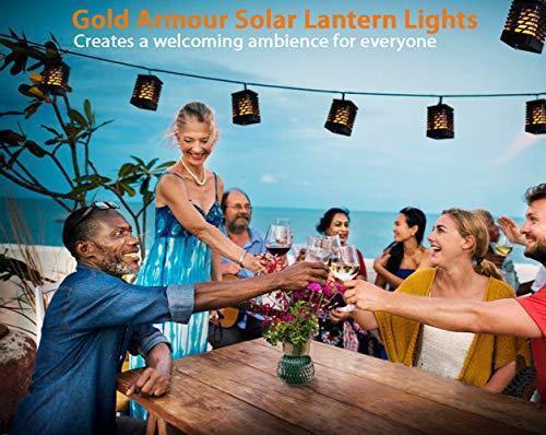 Gold Armour Solar Lights Outdoor - Flickering Flames Torch Solar Path Light - Dancing Flame Lighting 96 LED Dusk to Dawn Flickering Tiki Torches Outdoor Waterproof Garden (4 Pack)