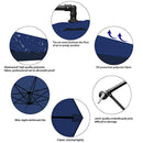 UHINOOS  10 ft Offset Cantilever Patio Umbrella Outdoor Market Hanging Umbrellas & Crank with Cross Base and Umbrella Cover, 8 ribs (Navy Blue)