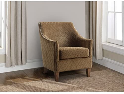 Emerald Home Furnishings  Kismet Wembley Buff Accent Chair with Diamond Pattern Fabric And Nailhead Trim