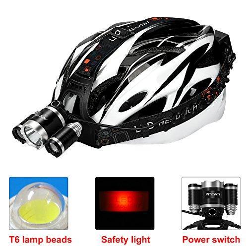 LED Headlamp Flashlight Kit, ANNAN 8000-Lumen Extreme Bright Headlight with Red Safety Light, 4 Modes, Waterproof, Portable Light for Camping, Biking, 2 Rechargeable Lithium Batteries Included