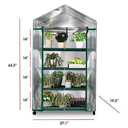 Home-Complete Mini Greenhouse-4-Tier Indoor Outdoor Sturdy Portable Shelves-Grow Plants, Seedlings, Herbs, or Flowers In Any Season-Gardening Rack