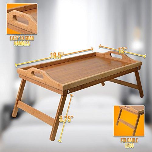 Bed Lap Trays for Eating - Dinner Trays for Lap - Breakfast in Bed Tray with Legs - Bamboo Bed Trays with Folding Legs