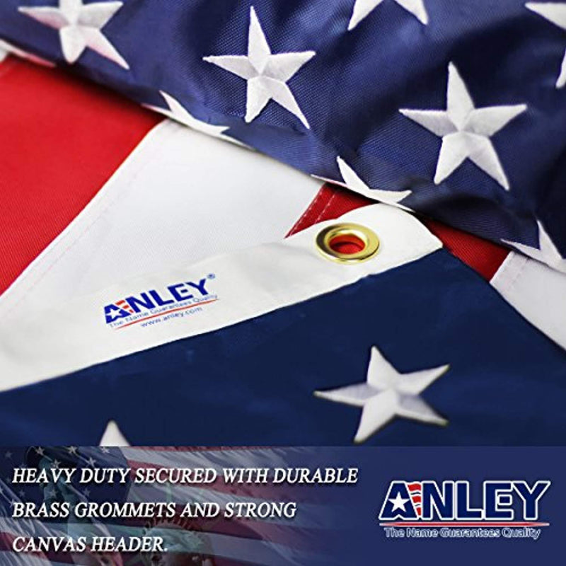 Anley EverStrong Series American US Flag 2x3 Foot Heavy Duty Nylon - Embroidered Stars and Sewn Stripes - 4 Rows of Lock Stitching - USA Banner Flags with Brass Grommets 2 X 3 Ft