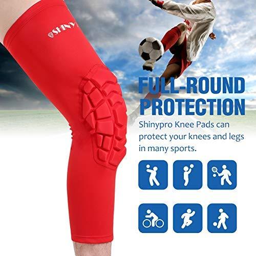 Basketball Knee Pads:ShinyPro 3D Honeycomb Shock Absorption EVA Pads,for Basketball Softball Baseball Football Volleyball,Kids Youth Girls Boys Women Men,1 Pair