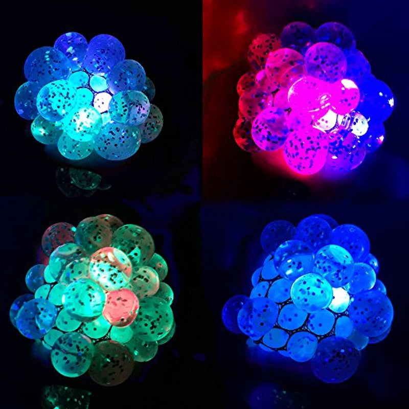 MorganProducts Led Anti Stress Ball - Squishy Light up Ball - Anti Stress Toys - Toys for Kids - Mesh Stress Ball - Grape Ball - DNA Ball - Prime Toys - Slime Stress Ball - ADHD Fidget Toys