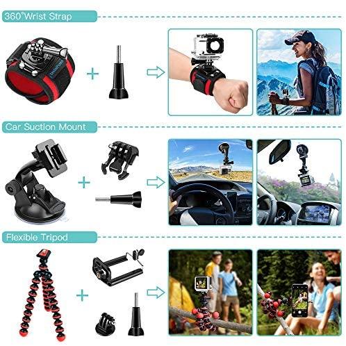 51-in-1 Sport Camera Accessories Kit for GoPro Hero 8 Max 7 6 5 4 3 3+ 2 1 Black GoPro 2018 Session Fusion Silver White Insta360 DJI AKASO APEMAN YI Campark SJCAM XIAOMI (Floating Grip) by  MaxCo