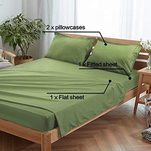 EMONIA Twin XL Sheets Set - 4 Pieces Bed Sheets-Microfiber Super Soft 1800 Series Deep Pocket Fitted Sheets-Wrinkle and Fade Resistant (Green, Twin XL)