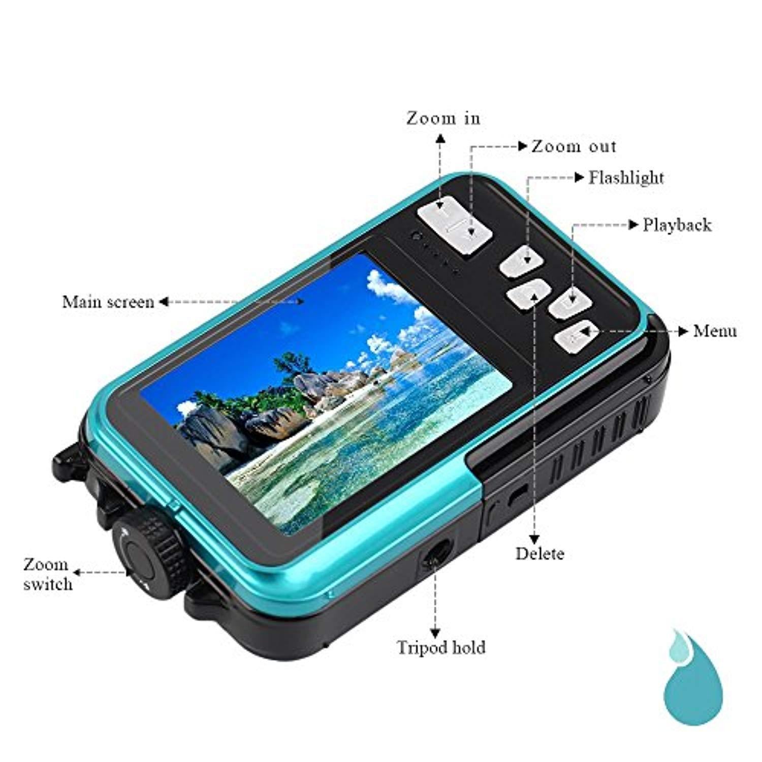 Waterproof Digital Camera 1080P Full HD Underwater Camera 24 MP Video Recorder Selfie Dual Screen DV Recording Waterproof Camera