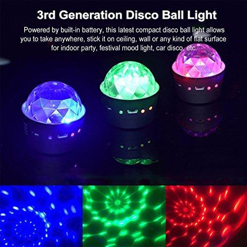 [2-Pack] Wireless Disco Ball Lights Battery Operated Sound Activated LED Party Strobe Light Mini Portable RGB DJ Stage Light with USB by Opard
