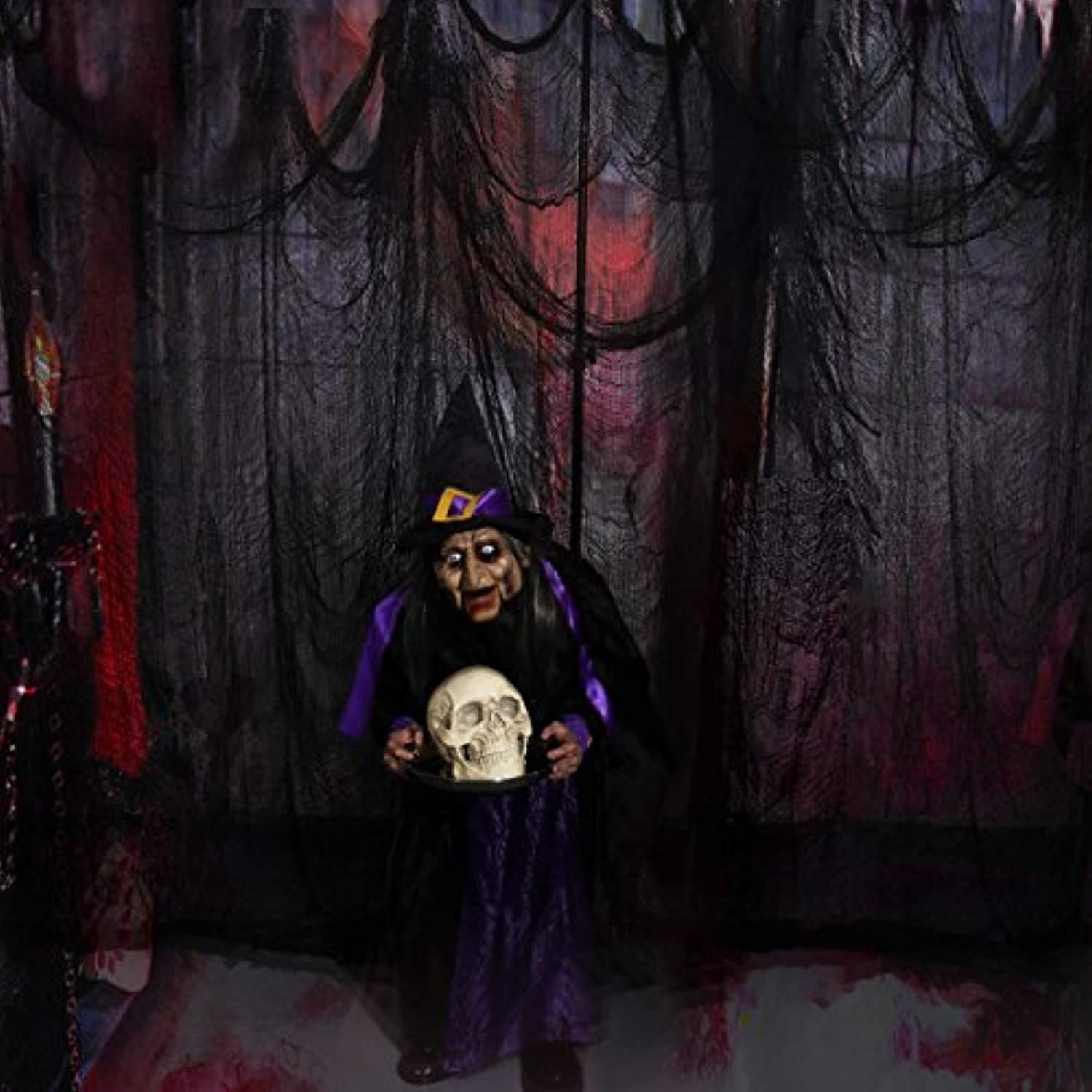 Unomor Black Creepy Cloth, Spooky Halloween Decorations for Haunted Houses Party Doorways Outdoors, 8.3 Yards X 79''