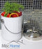 Indoor Kitchen Stainless Steel Compost Bin – White – 1.2 Gallon Container with Double Charcoal Filter for Odor Absorbing - Perfect Caddy for Any Counter Top - Non Stick Bucket for Easy Tossing