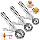 Cookie Scoop, Ice Cream Scoop Set of 3, Trigger Cookie Scooper Set Stainless Steel Ice Scoopers for Kids & Families, Melon Ballers Meat Ballers Potato Mashers - Gift Package by CHEE MONG