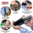 Miko Professional Bartender Kit - Cocktail Shaker Bar Set - Includes Bar Tools & Bartender Accessories: Boston Cocktail Shaker, Muddler, Strainer, Jigger, Bar Spoon, Corkscrew (Regular-Used)