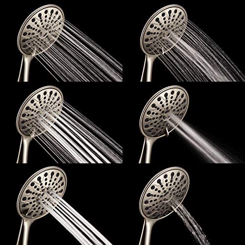 VOLUEX Handheld Shower Head, 6" Oil-Rubbed Bronze Face 6 Spray Setting Shower Head with High Pressure, Brass Swivel Ball Mount and Extra Long Flexible Stainless Steel Hose