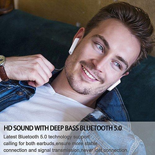 Bluetooth 5.0 Wireless Earbuds, Cshidworld True Wireless Headphones IPX7 Waterproof 24H Playtime Deep Bass HiFi 3D Stereo Sound Auto Pairing Bluetooth Headset with Charging Case