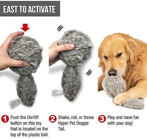 Hyper Pet Doggie Tail Interactive Plush Dog Toys(Wiggles, Vibrates, and Barks – Dog Toys for Boredom and Stimulating Play,Color Varies)