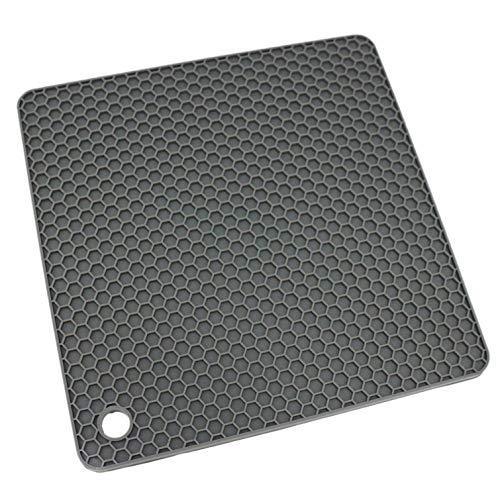 9“×12”Rectangular large silicone trivet Non slip trivet Jar opener Flexible Durable Large coaster Dishwasher Safe heat resistant mat (2 Pack black)