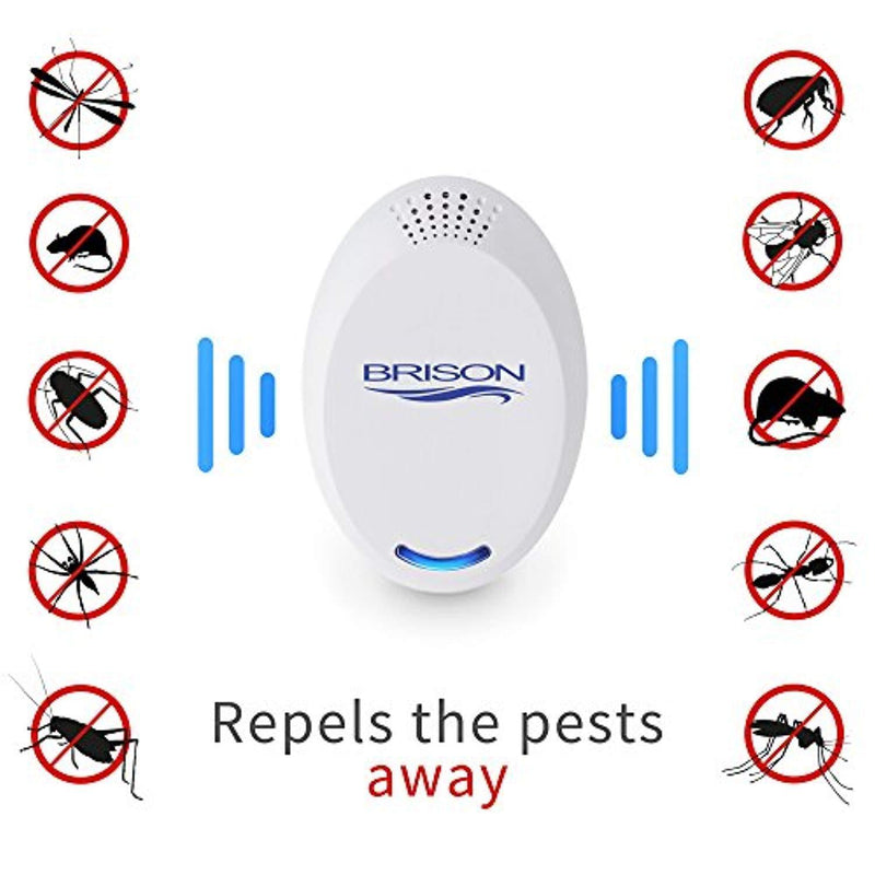 BRISON Ultrasonic Pest Repeller Plug-in Control Electronic Insect Repellent Gets Rid Mosquito Bed Bugs Roach Spiders Fleas Mice Ants Fruit Fl (4-Pack)
