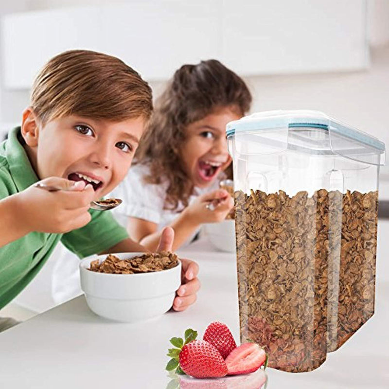 Set of 4 Cereal & Dry Food Storage Container (16.9 Cup/135.2oz) + FREE Chalkboard Labels and Marker - Airtight Lid - Suitable For Cereal, Flour, Sugar, Coffee, Rice, Snacks,