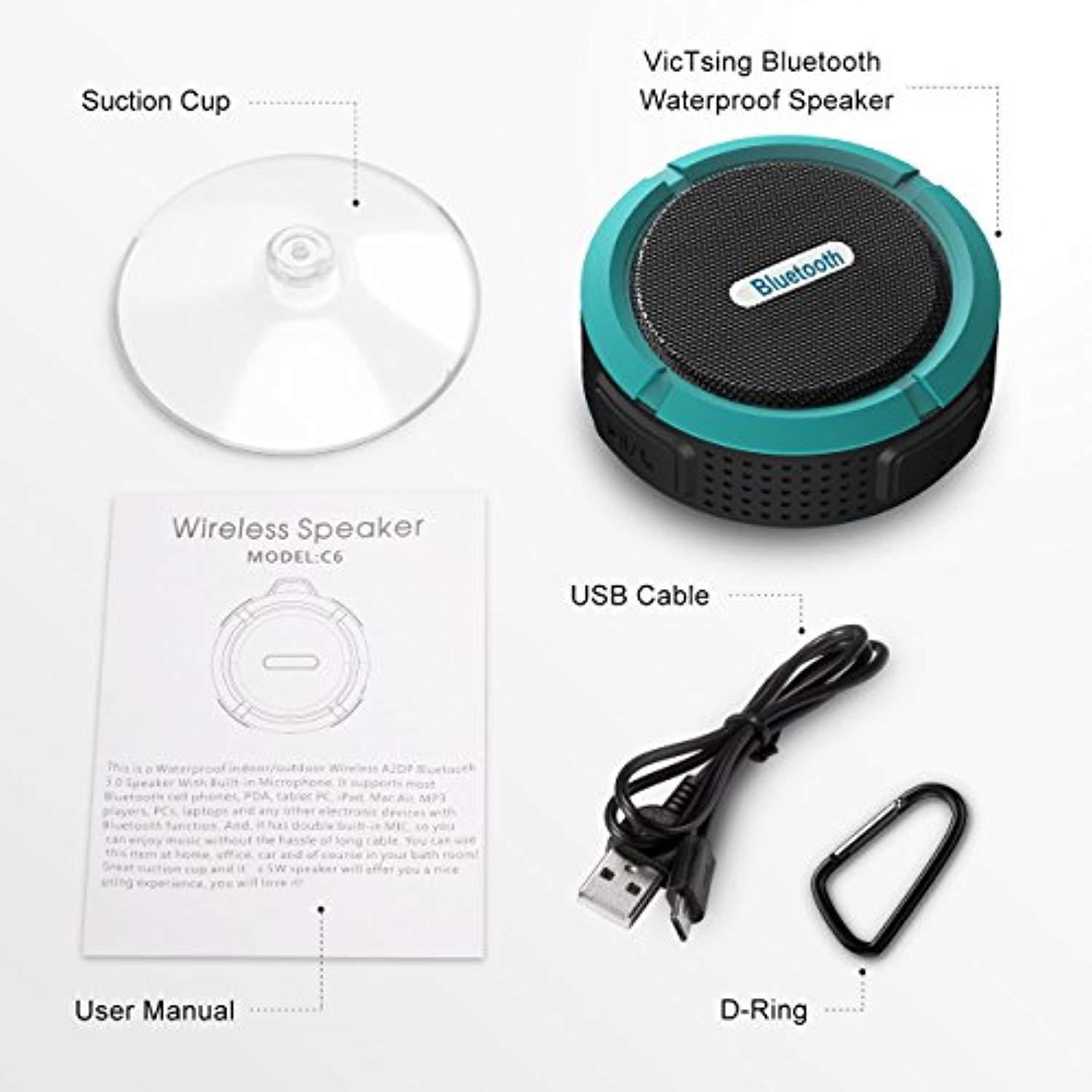 8Gtech Shower Speaker, Waterproof Wireless Bluetooth Speaker with 5W Driver, Suction Cup, Built-in Mic, Hands-Free Speakerphone, Portable Waterproof Bluetooth Speaker for Pool, Beach,Bicycle,Outdoor