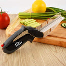 Kitchen Food Cutter Chopper Clever Kitchen Knife with Cutting Board, Clever Multipurpose Food Scissors Stainless Steel Vegetable Slicer Fruit Cutter Quick & Easy to Cut BBQTools