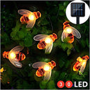 WeltHause Solar Bee String Light Lawn Lamp 30 LED 6.3M 2 Lighting Modes Light Sensor IP65 Water Resistance for Outdoor Yard Patio Garden Warm White
