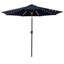 C-Hopetree 9' Solar LED Lighted Outside Patio Market Umbrella for Outdoor Table Balcony Garden Deck Poolside with Tilt, Navy Blue
