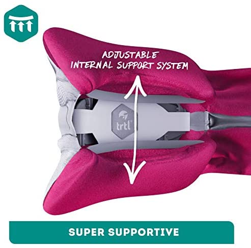 trtl Pillow Plus, Travel Pillow - Fully Adjustable Neck Pillow for Airplane Travel, Car, Bus and Rail. (Pink) Includes Water Proof Carry Bag and Setup Guide Travel Accessories