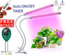 Plant Lights for Indoor Plants -, Plant Light with 64 Full Spectrum LED, Adjustable Dual Head Gooseneck Growing Lamps with Stand, 5 Dimmable Levels 3/9/12H Timer by Jasius