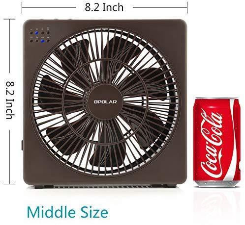 OPOLAR 8 Inch Desk Fan with Timer, USB Operated, 5 Speeds Powerful Wind, Quiet Operation for Personal Office, Portable Table Hanging Fan for RV, Travel Camping (Adapter Included)