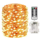 ProGreen LED String Lights 66ft 200 LEDs, Fairy String Lights Battery Operated Waterproof 8 Modes Warm White String Lights Copper Wire Firefly Lights Remote Control Christmas Lights
