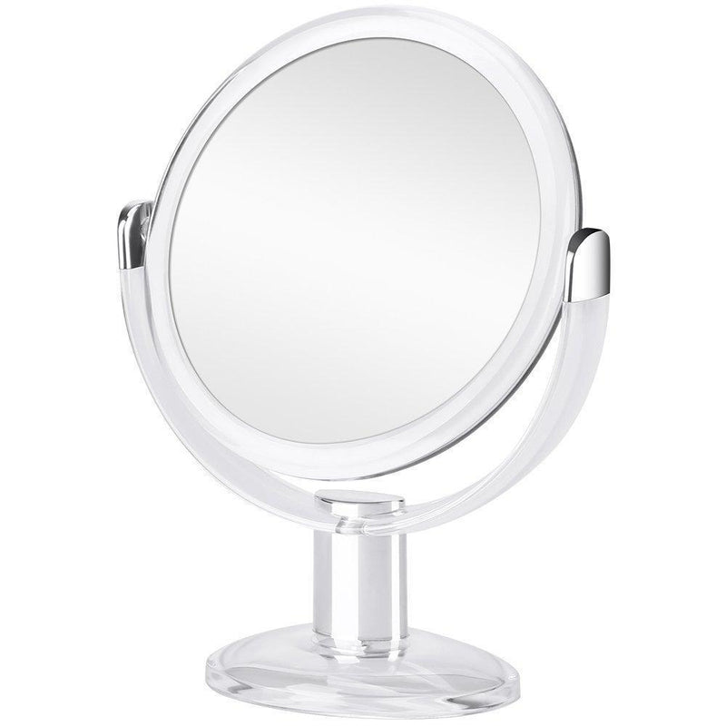 Orange Tech 1X & 10X Double Sided Magnified Makeup Mirror, Magnifying Vanity Mirror with 360 Degree Rotation for Bathroom or Bedroom Table Top - White